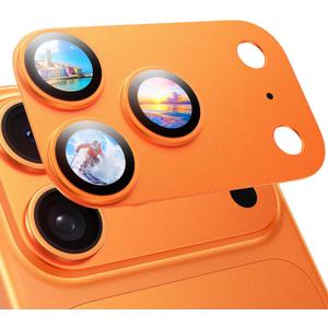 MAGIC JOHN 2 Pack Camera Lens Protector for iPhone 17 Pro, Full Coverage, Metal Aluminum Alloy Camera Lens Film, HD Clear, Scratch Resistant, Case-Friendly,Orange