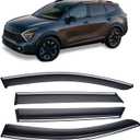 Window Rain Guard with Chrome Trim Compatible with Kia Sportage 2023 2024 2025 Shatterproof Sun Smoke Guard Wind Deflectors
