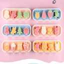 3 x Cartoon Shape Popsicles Molds 3Pcs Cute Ice Cream Mold Maker Easy-Release Homemade Ice Pop Tray Silicone with Lid & Stick (Ice Cream+Fruit+Cartoon)