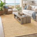 Chardin home 6x9 Jute Cotton Hand Woven Area Rug, Natural Jute Braided Boho Farmhouse Rug, Rustic Vintage Reversible Natural Fiber Rug for Living Room, Bedroom, Dining Room, Office, or Entryway.