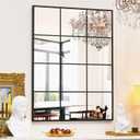 Suidia Wall Mirror, 30" x 40" Window Decorative Mirrors, Metal Framed Wall Decor Wall-Mounted Mirrors for Bedroom, Living Room, Entryway, Black