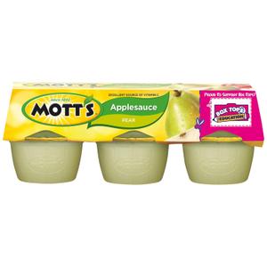 Mott's Pear Applesauce, 4 Oz Cups, 72 Count (12 Packs Of 6), No Artificial Flavors, Good Source Of Vitamin C, Nutritious Option For The Whole Fami EX 06/22/25