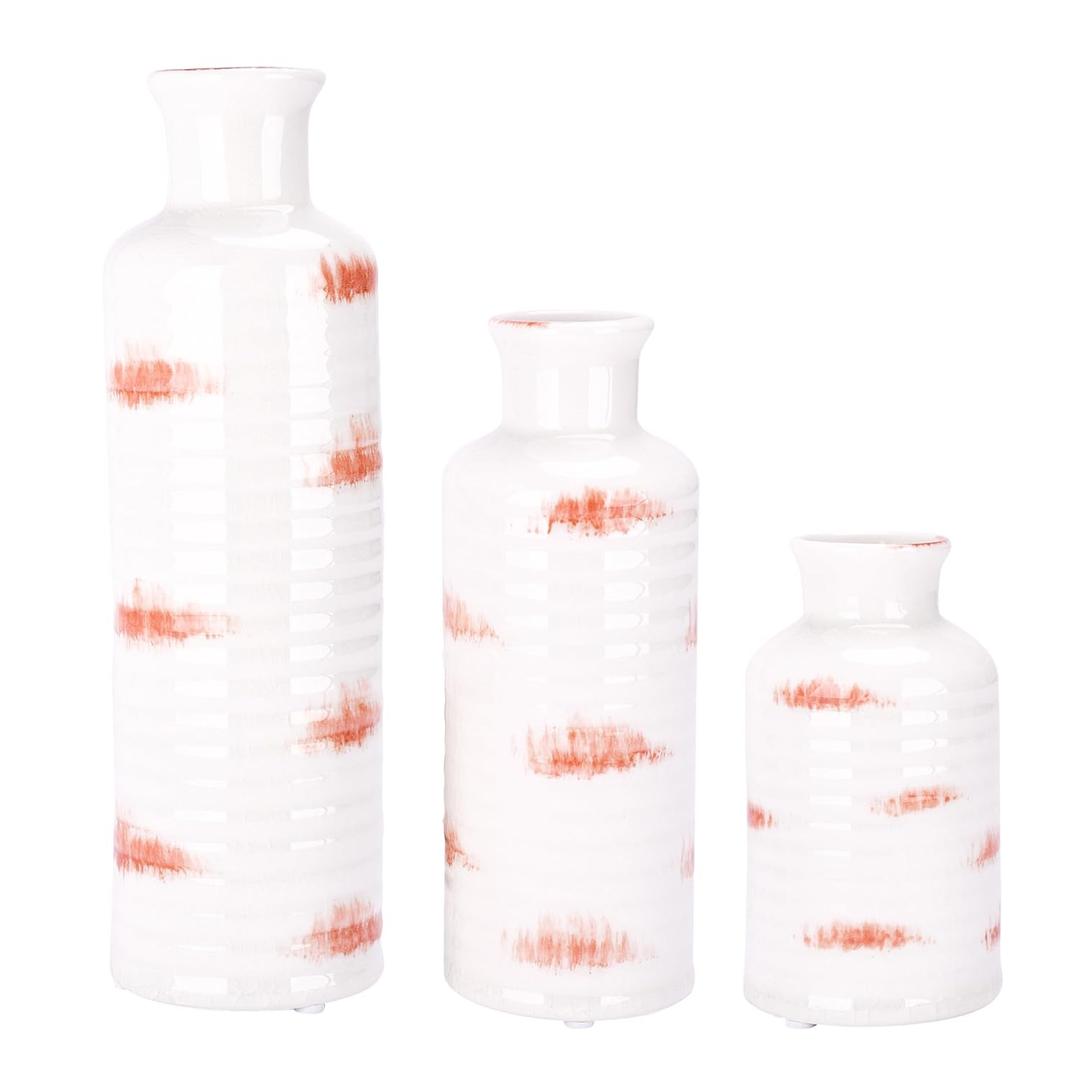 Hallops Ceramic Flower Vases - Set of 3-3x10, 3x7.5, 3x5 inches - Unique Modern-Minimalist Home Vase - White Decorative Vases for Home Centerpieces - Aesthetic Decor for Bedroom, Tabletop, Entryway