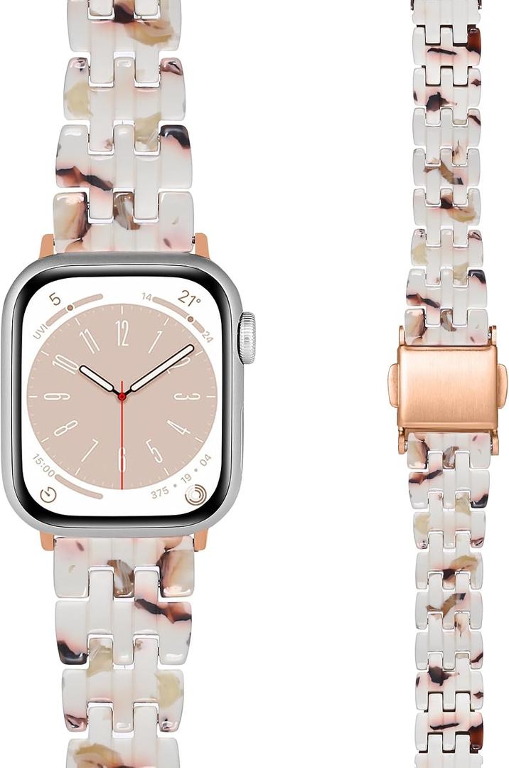 Bands Compatible with Apple Watch Band 38mm 40mm 41mm 42mm 44mm 45mm 49mm Women Slim Resin Band Bracelet Thin Lightweight Replacement Wristband for Watch Series 10 9 8 7/Series SE/6 5 4 3