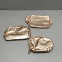 MAANGE 3 Pcs Makeup Bag Portable Travel Cosmetic Bag Large Makeup Bag Organizer with Gold Zipper Waterproof Toiletry Bags for Women and Girls(Rose Gold)