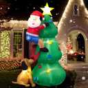 Danxilu 6 FT Inflatable Christmas Tree with A Santa Chased by A Dog Outdoor Decorations- Blow Ups Xmas Tree Yard Decorations LEDs Lighted Dcor for Holiday Party Indoor Garden Lawn Patio