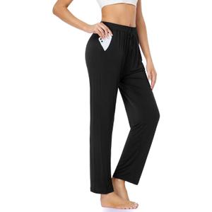 ASIMOON Womens Yoga Sweatpants with Pockets Comfy Stretch Wide Leg Casual Lounge Workout Pants for Ladies (Large)