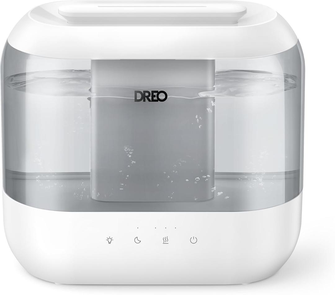 Dreo Humidifiers for Bedroom, 4L Top Fill for Large Room, 36H Runtime, 28 dB Quiet Supersized Cool Mist Air Humidifier for Baby Nursery, Plants, Indoor, Night Light, Easy to Clean & Fill, Gray