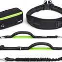 Pecute Hands Free Dog Leash for Running, Waist Belt with Detachable Pouch, Shock Absorbing Bungee, No Pull Dual Handles for Small Medium Dogs 11-33 lbs