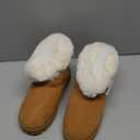 Goldnut Winter Mini Boots for Women: Faux Fur Lining Ankle Snow Booties With Fluffy Trim and Buckle Decor Warm Slip On Comfort Shoes 5.5