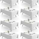 Pureegg Rectangle Table Cloth 60" x 102" 8 Packs, Durable Polyester Tablecloth Offers Reusable & Washable Protection, Ideal for Outdoor Party, Picnic, Wedding, Banquet and Birthday, White : Home & Kitchen