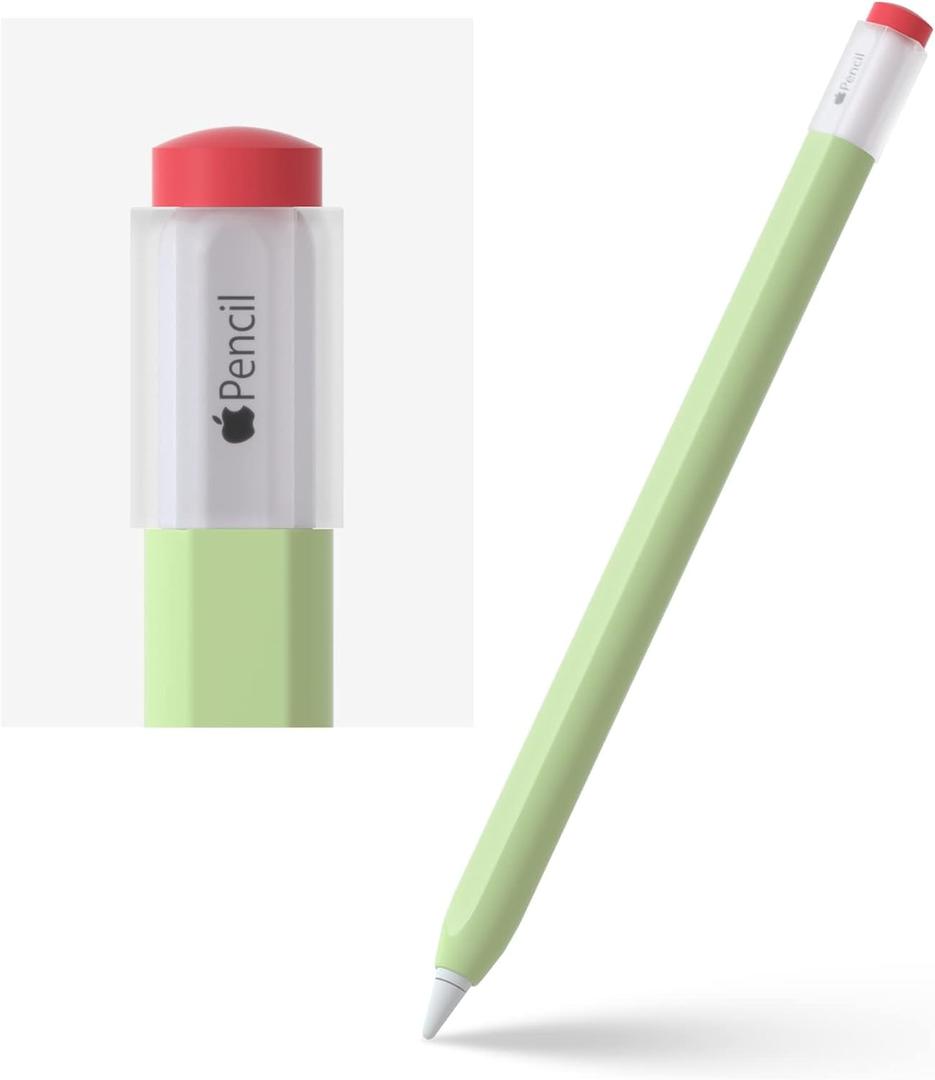 ELETIUO Silicone Case Compatible with Apple Pencil 2nd Generaion Cover, Protective Holder Grip Sleeve with Cap Accessories Compatible with iPad Pro 11 12.9 inch, Green