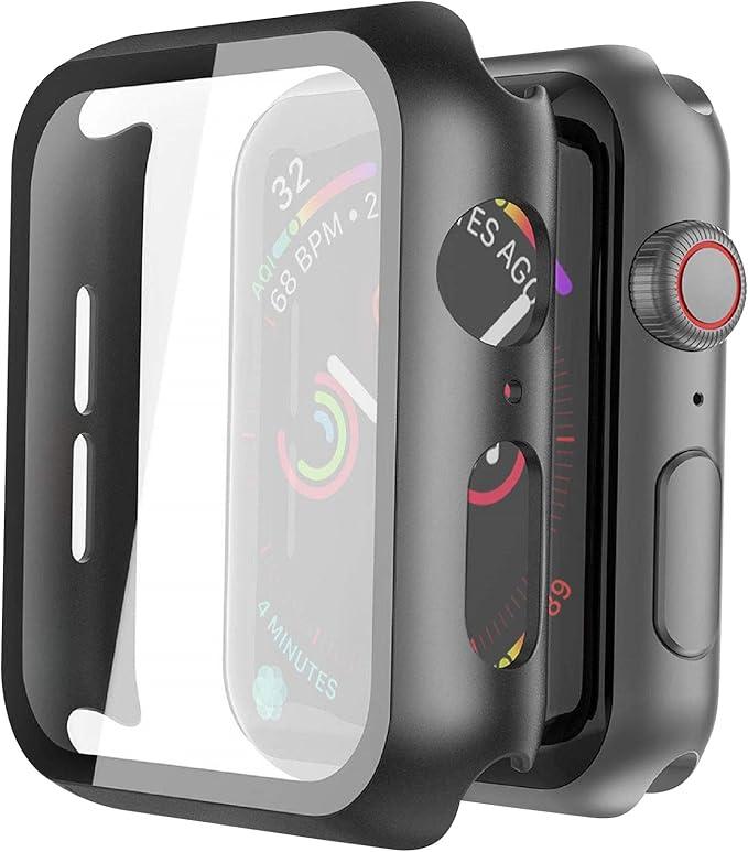 Misxi 2 Pack Hard PC Case with Tempered Glass Screen Protector Compatible with Apple Watch SE 3 (2025) SE 2 SE Series 6 Series 5 Series 4 40mm, Black