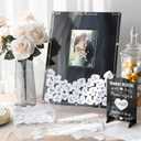AerWo Wedding Guest Book Alternative, Acrylic Guest Book Wedding Reception Wedding Heart Guest Book Drop Box with Picture Frame,100 Acrylic Hearts,Wedding Signs for Graduations Baby Shower Anniversary (Black)