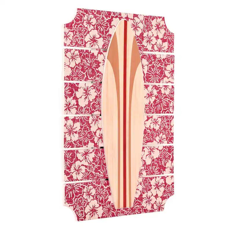 American Art Decor Blue Surf Board on Plank Wall Art - 12" x 16"