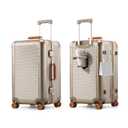 ASYSUIT 20Inch Carry on Luggage with Wheels, Gold Zipperless Hard Shell Suitcases with Leather handle, Aluminum+PC Airline Approved Carry on Luggage with Cup Holder, Hook, TSA Lock