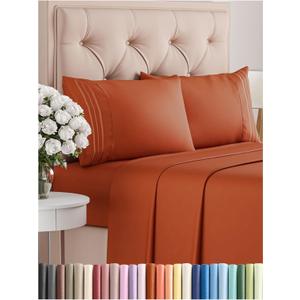 Queen Size 4 Piece Sheet Set - Comfy Breathable & Cooling Bed Sheets Set - Hotel Luxury Bedding for Women, Men, Kids & Teens - Deep Pockets, Easy-Fit, Super Soft & Wrinkle Free - Oeko-Tex - Terracotta (28 - Terracotta)