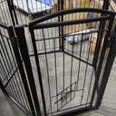 Metal Free Standing Dog Gate with Cat Door for Indoor/Outdoor,120" Extra Wide Foldable Pet Gate,32" Tall Foldable Indoor Dog Fence for Large Openings Stairs, Deck, Yard, Doorways (6 Panels, Black)