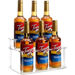 Acrylic Coffee Syrup Rack (6 Bottle Capacity),Syrup Bottle Holder Stand for Coffee Bar,Kitchen.Small Wine Rack for Bar,Family,Storage for Syrup,Wine,Condiments(Transparent)