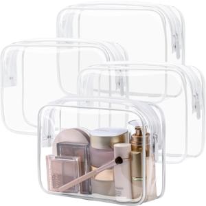 PACKISM TSA Approved Toiletry Bag 4 Medium - Quart Size Clear Makeup Bag for Carry On, Airport Security Compliant Clear Travel bag for Toiletries with Reinforced Seams, White