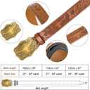 Mawjom Western Cowboy PU Leather Belt - Men Waist Strap Bull Decoration Floral Engraved for Jeans 25" to 38" Waist (Brown-square-buckle)