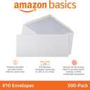 Amazon Basics #10 Security Tinted Business Envelopes for Documents and Invoices, Quality Seal, 4-1/8" x 9-1/2", White, Pack of 500