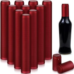 Zonon 200 Pieces PVC Heat Shrink Capsules Hot Sauce Bottles 28 x 50mm Wine Woozy Bottles Capsules Shrink Caps,5oz 10oz (Wine Red)