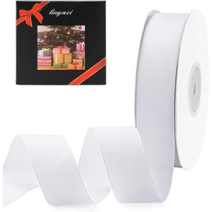 LIUYAXI 1" X 50 Yards Solid White Grosgrain Ribbon, Perfect for Crafts, Wedding Decor, DIY Hair Accessories, Sewing, Gift Package Wrapping and More