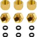 6pcs Brass Pipe Cap, 1/4 Inch NPT Hex Head Pipe Fitting Caps with Rubber Gasket Faucet Valve Caps Brass Compression Cap for Closing off Pipes