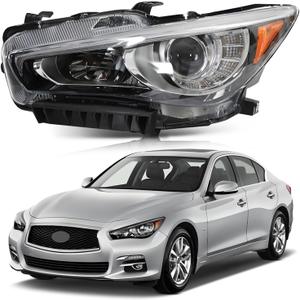 Led Headlights Assembly Compatible with 2014 2015 2016 2017 2018 2019 2020 2021 2022 Infiniti Q50 Left Driver Side W/O AFS OE Fit Headlamp Replacement 260604HB0B