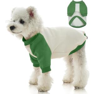 FUAMEY Dog Sweatshirt Fleece Lined for Extra Small Dogs,Dog Pullover Sweater Soft Dogs Warm Sweaters Puppy Stretchy Clothes Winter American Style Raglan Sleeve Crewneck Pullover Green XS
