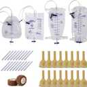 Condom Catheters for Elderly Men Age 80, External Catheter for Men Set Overnight-24Pcs Latex Condoms,750ml & 1000ml Leg Bags for Days, 1500ml & 2000ml Urine Bags for Night, Quick and Easy Drainage (25mm)