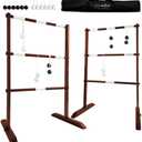 SWOOC Games - Premium Wooden Ladder Ball Game Set (Weather Resistant) - with 10+ Games & Carrying Case - Easy, No Tool Set Up - Premium Ladder Toss Outdoor Game - Backyard Ball Toss Games