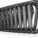 10 PCS Carabiner Clips, Heavy Duty Carabiners D Ring Hook, 900 LBS 2.5" Steel Black Carabeaner Clip Multipurpose for Key Chain, Camping, Hiking, Gym, Backpacking, Pet Leash