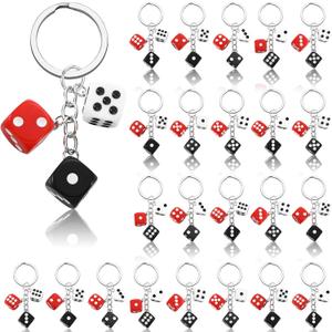 Sureio 24 Pcs Casino Night Keychains Party Favors Black White Red Souvenirs Poker Party Game Casino Night for Birthday Supplies