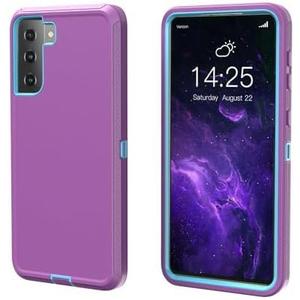 for Galaxy S21 5G case,Samsung S21 Heavy Duty case,[Without Belt Clip][Military Grade Protective ],[Shockproof] [Dropproof] [Dust-Proof], Compatible with Samsung Galaxy S21 5G (PurpleSky Blue