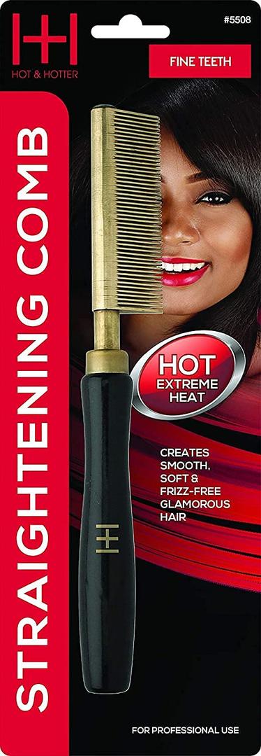 Annie Straightening Comb, Fine Teeth (Medium, Black)