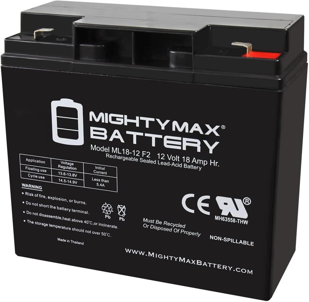 Mighty Max Battery 12V 18AH F2 SLA Replacement Battery for Lightalarms Emergency Light
