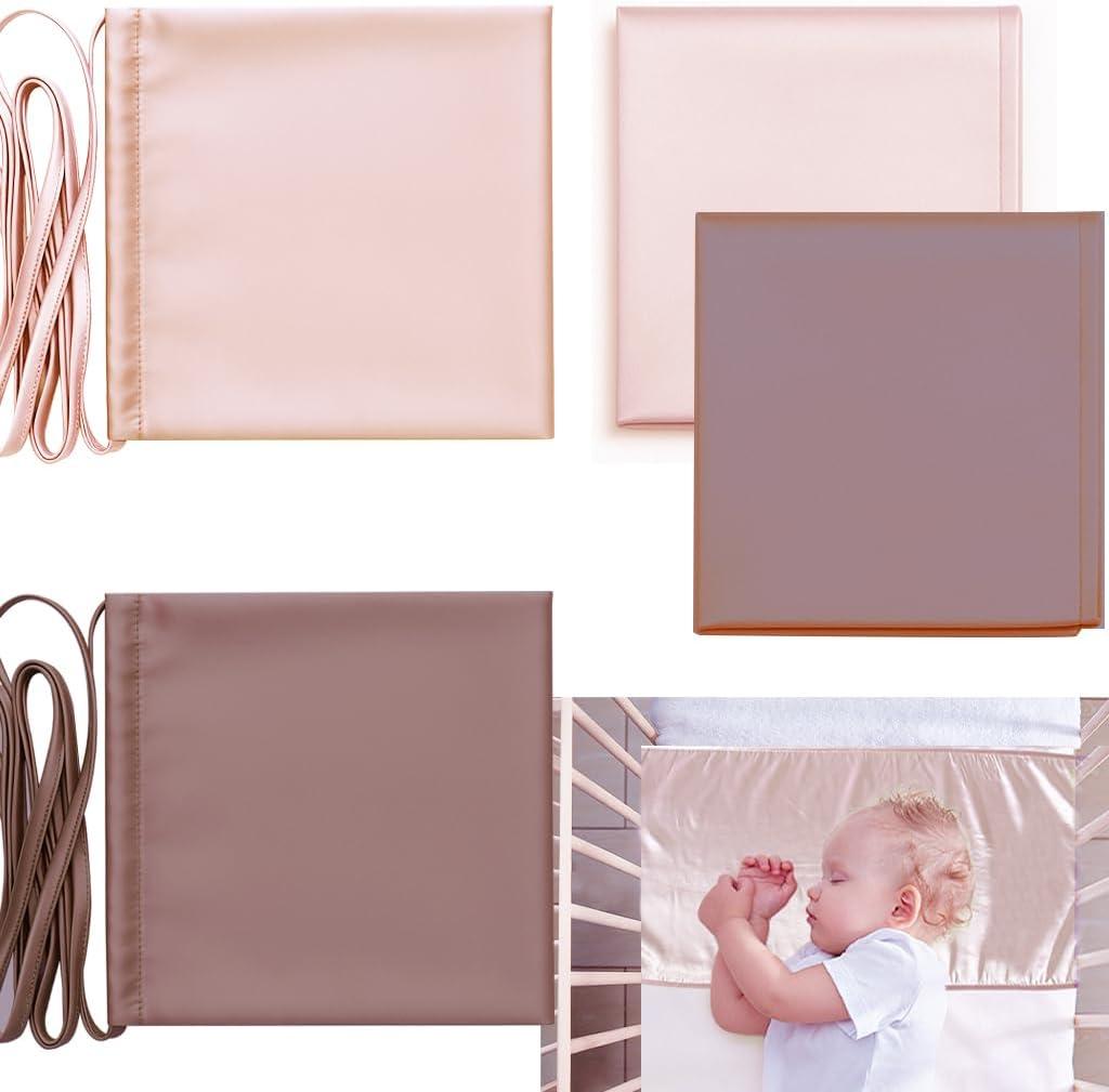 2 Pcs Satin Bassinet Sheet Baby Hair Protect Soft Silk Feeling Sheet Baby Bassinet for Rectangle Cradle Pad Mattress Newborn Infant (Coffee+Pale Yellow)