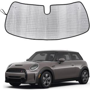 Windshield Sunshade for Mini Cooper 2015-2024 Hardtop 4 Door Front Window Sun Shade Foldable Reflective Sun Visor Custom Sunscreen UV Blocker Privacy Protector HeatShield Keeps Your Vehicle Cool (Silver)