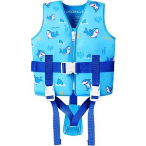 DOOHALO Toddler Swim Vest Kids Swimming Training Vest for Boys Girls Suitable for Age 1 to 8 Years (Small(22-33Ibs/1-2Yrs), Blue Color Whale Ocean Design)