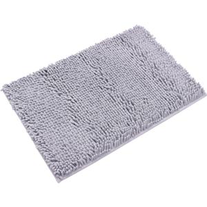 Non-Slip Bath Rug, Extra Soft Microfiber Bedroom Shag Carpet with Anti-Slip Backing, Water/ Dust Absorbent Fast Dry Shower Mat, Sound Insulated Stairs Pad, Machine Washable (Grey, 12 x 19 Inches)