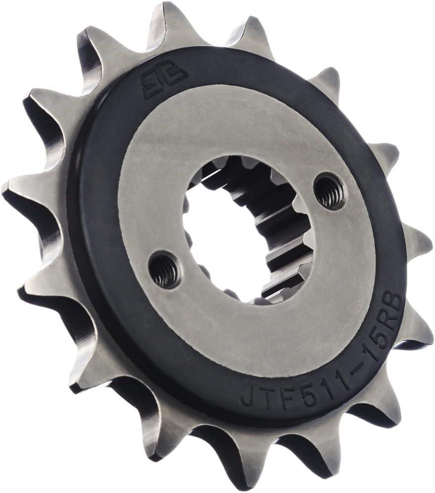 JT Sprockets JTF511.15RB 15 Tooth Rubber Cushioned Front Countershaft Sprocket, Single, black