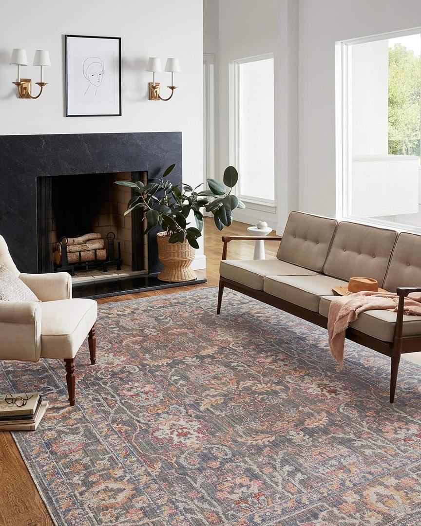 Loloi Chris Loves Julia x Rosemarie Collection ROE-01 Stone/Multi 2'-7" x 8'-0" Runner Rug Loloi Chris Loves Julia x Rosemarie Collection ROE-01 Stone/Multi 2'-7" x 8'-0" Runner Rug