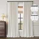 Cream Linen Blackout Curtains 108 Inches Long Back Tab Neutral Farmhouse Living Room Darkening Curtains Thermal Insulated for Summer Heat Energy Efficient Curtain Black Out Drapes 2 Panels Set (Natural)
