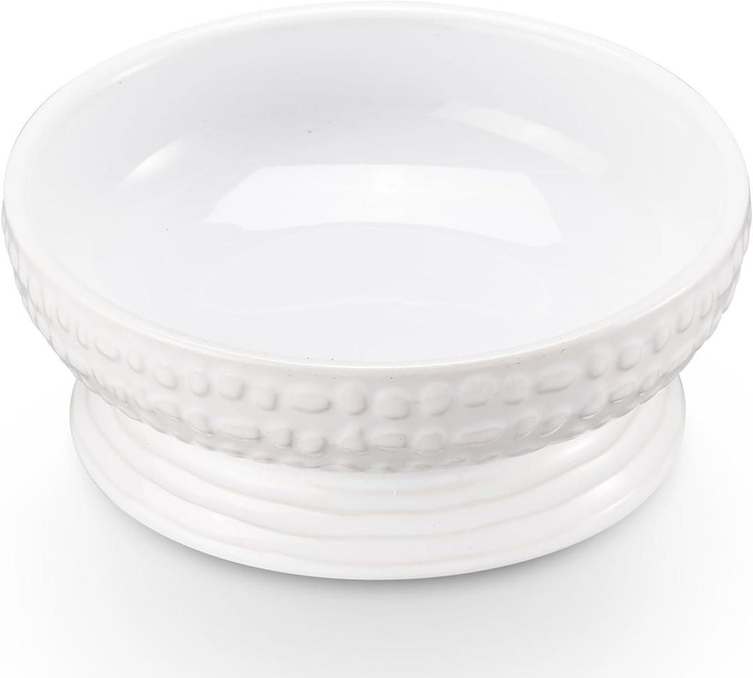 6.7" Non-Slip Ceramic Dog Bowl, 23 Oz Heavy-Duty Dog Food/Water Dish, Pet Feeding Bowl for Small and Medium Dogs, Food Grade Porcelain Pet Feeder Bowl, Microwave and Dishwasher Safe, White
