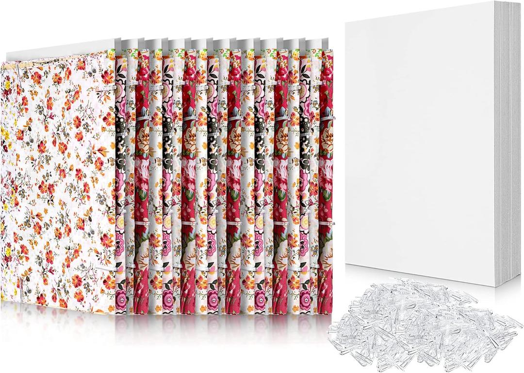 Teling 7.5 x 10.5 Inch Comic Book Boards Fabric Backing Board and U Shape Plastic Alligator Clips Poster Board for Folding Cloth and Storing Fabric Storage(100 Set)