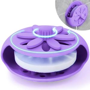 SHARLOVY Purple Shower Steamers Tray, Big Suction Cup Shower Steamer Tablet Holder Dish for Long Lasting Use, Flake Bath Bombs Container, Adornment Household Supply Car Decoration Yoga Decor
