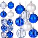 Norme 12 Pcs 2.4 Inch Christmas Baseball Ornaments Blue and White Sport Themed Ball Plastic Large Glittering Hanging Decorations for Christmas Tree Decorations Baseball Fans Holiday Party Supplies