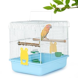 Small Bird Cage, Lightweight for Parakeets, Hanging for Parrot, Travel for Cockatiel, Outdoor Budgie, Pet Products Flat Top Economy Small Animal Cage , Blue